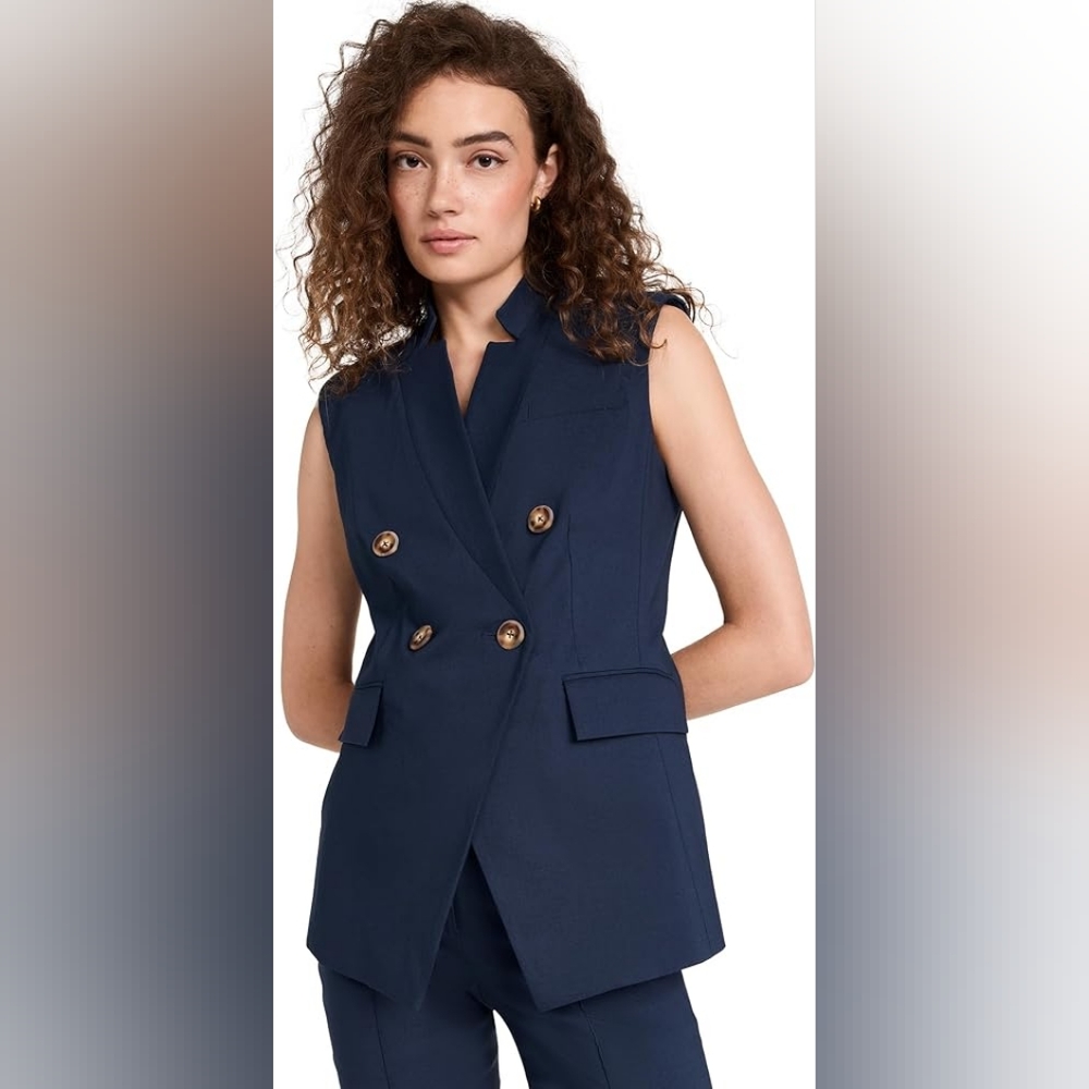 Veronica Beard Amika Vest in Marine